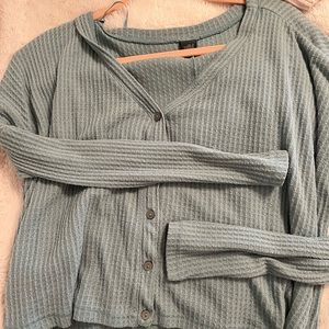 dusty green flowy sweater top size small